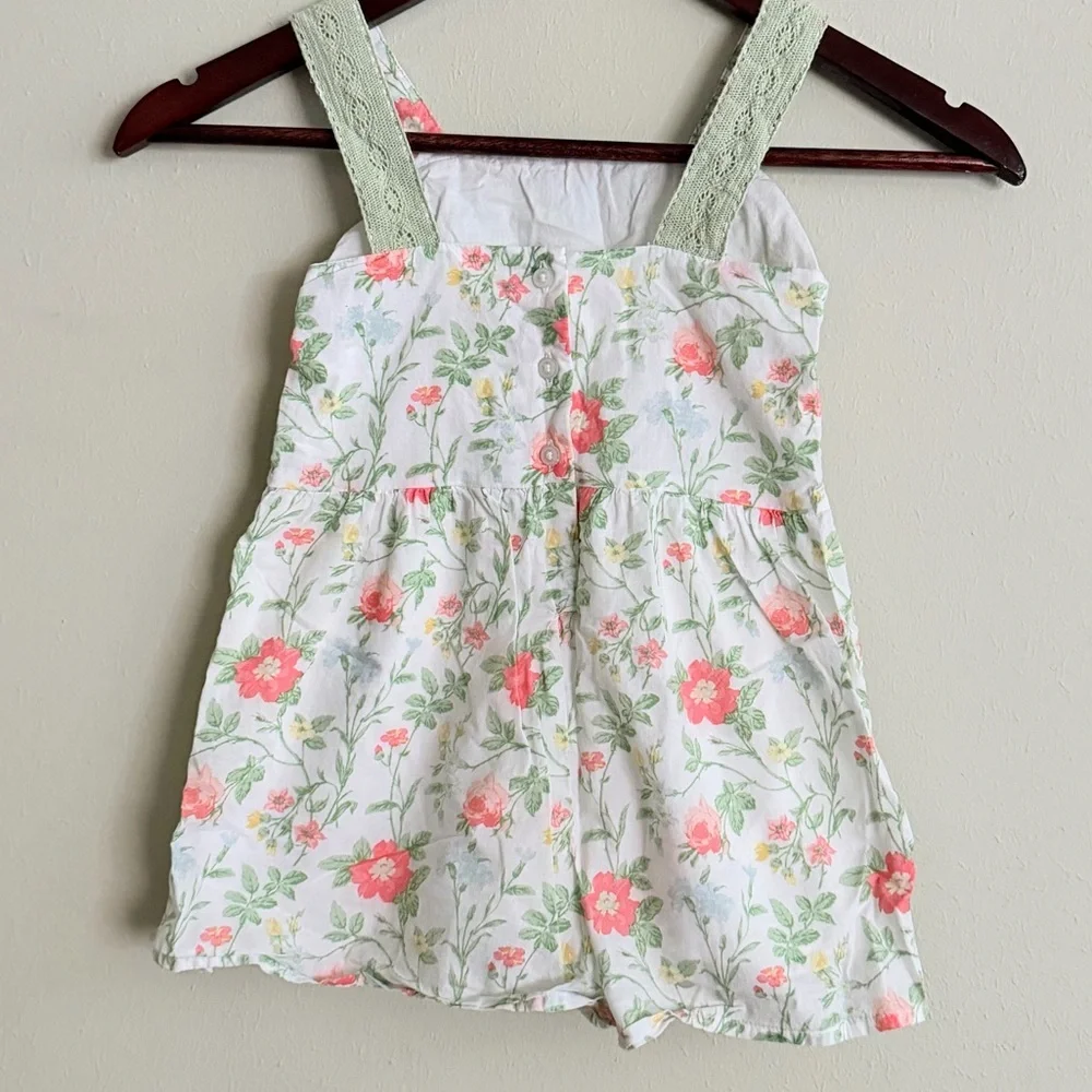 Janie and Jack | Floral Lace Trim Romper | Size 5